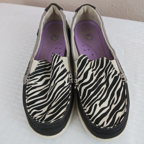zebra print crocs